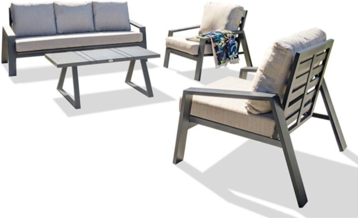 Paris Garden Salon bas de jardin IBIZA 5 places aluminium gris anthracite et crème DCB Garden