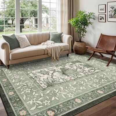 Garvee Vintage Botanical Grove Washable Area Rug