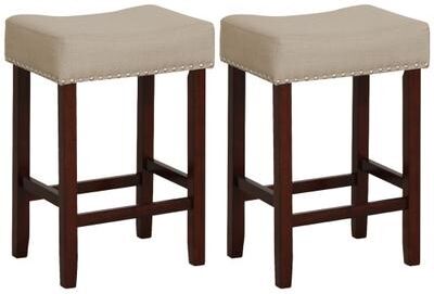 Costway Set of 2 24 Inch Bar Stool with Curved Seat Cushions-Beige