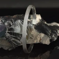 Drachensilber Armreif modern gemustert 925 Silber Armschmuck - Silber