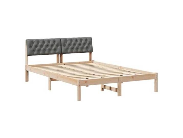 PUGYNBK Bettgestell 150 x 200 cm, Kiefer massiv Kopfteil aus Polyester, moderner Stil, quadratische Beine, einfache Reinigung
