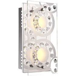 Wandleuchte Kristall LED Wandlampen modern Wandleuchte Glas satiniert, 2x 4W 2x 320 lm warmweiß, LxB 24x12 cm