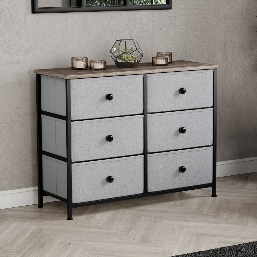 Latitude Run Chorley 6 Drawer Fabric Drawer Chest UKFR Certified Beige/Grey 62.5cm H X 80cm W X 29.8cm D