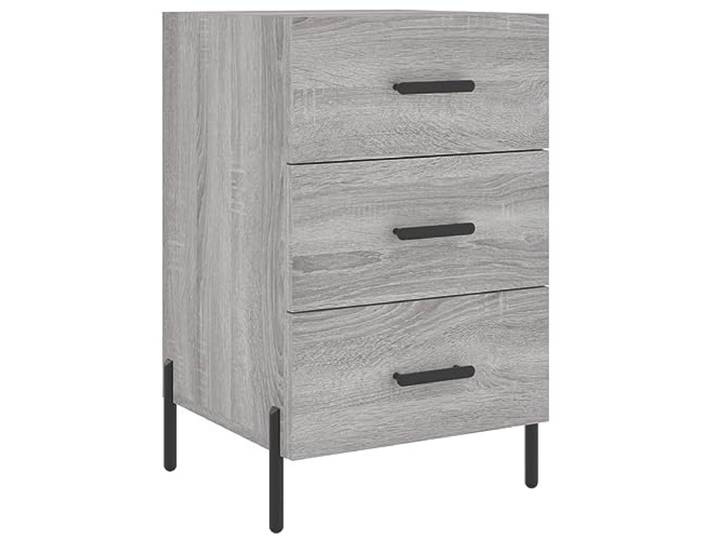 HGLADYU Nachttisch Grau Sonoma 40x40x66 cm Holzwerkstoff mit Schubladen und Metallfüßen, moderner Nachtschrank für Schlafzimmer