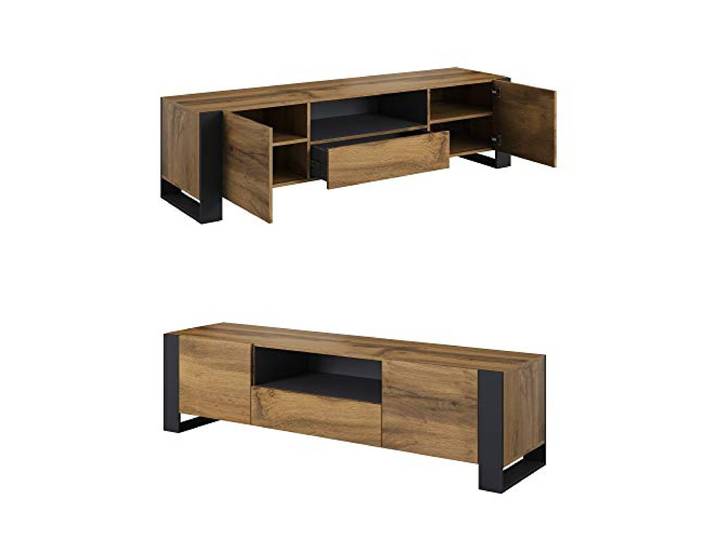 Tv Schrank Wood, Lowboard, Unterschrank, Tv-Tisch mit 2 Türen, 1 Schublade, Fernsehenschrank, Wotan Eiche