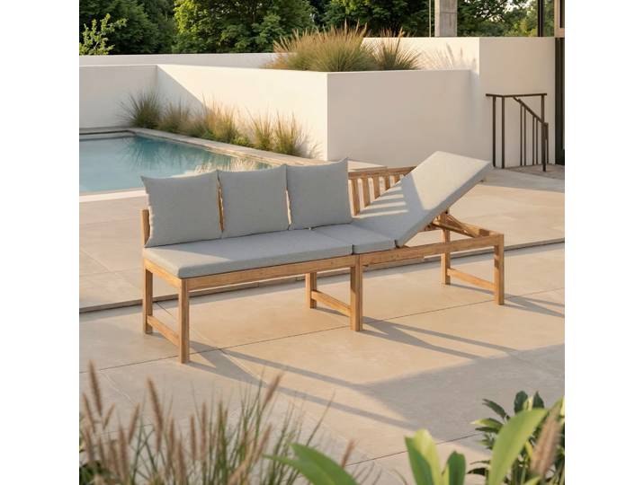 Gartenbank Junoa Grau Akazie/Outdoorstoff