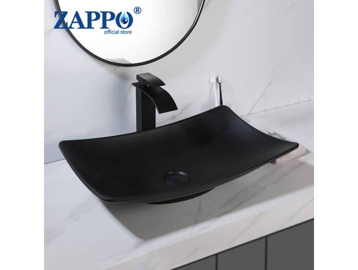 ZAPPO – évier de salle de bains au-dessus du comptoir, bol de lavabo d'art carré en pierre de résine, petits éviers noirs pour salle de bains, hôtel 4 couleurs