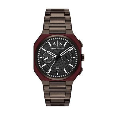 Quarzuhr ARMANI EXCHANGE, braun, schwarz, Armbanduhren, Herren, braun, Quarzuhr, Armbanduhr, Edelstahlarmband, analog, Tag, Dualzeit
