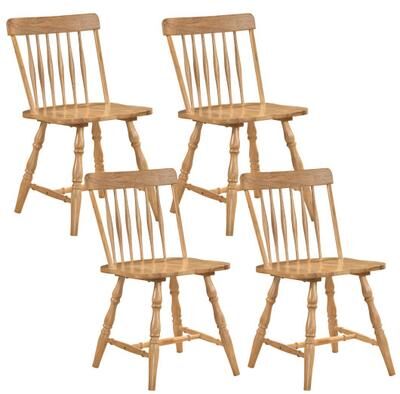 Costway Windsor Dining Chairs Set of 4 with Curved Spindle Back-Natural