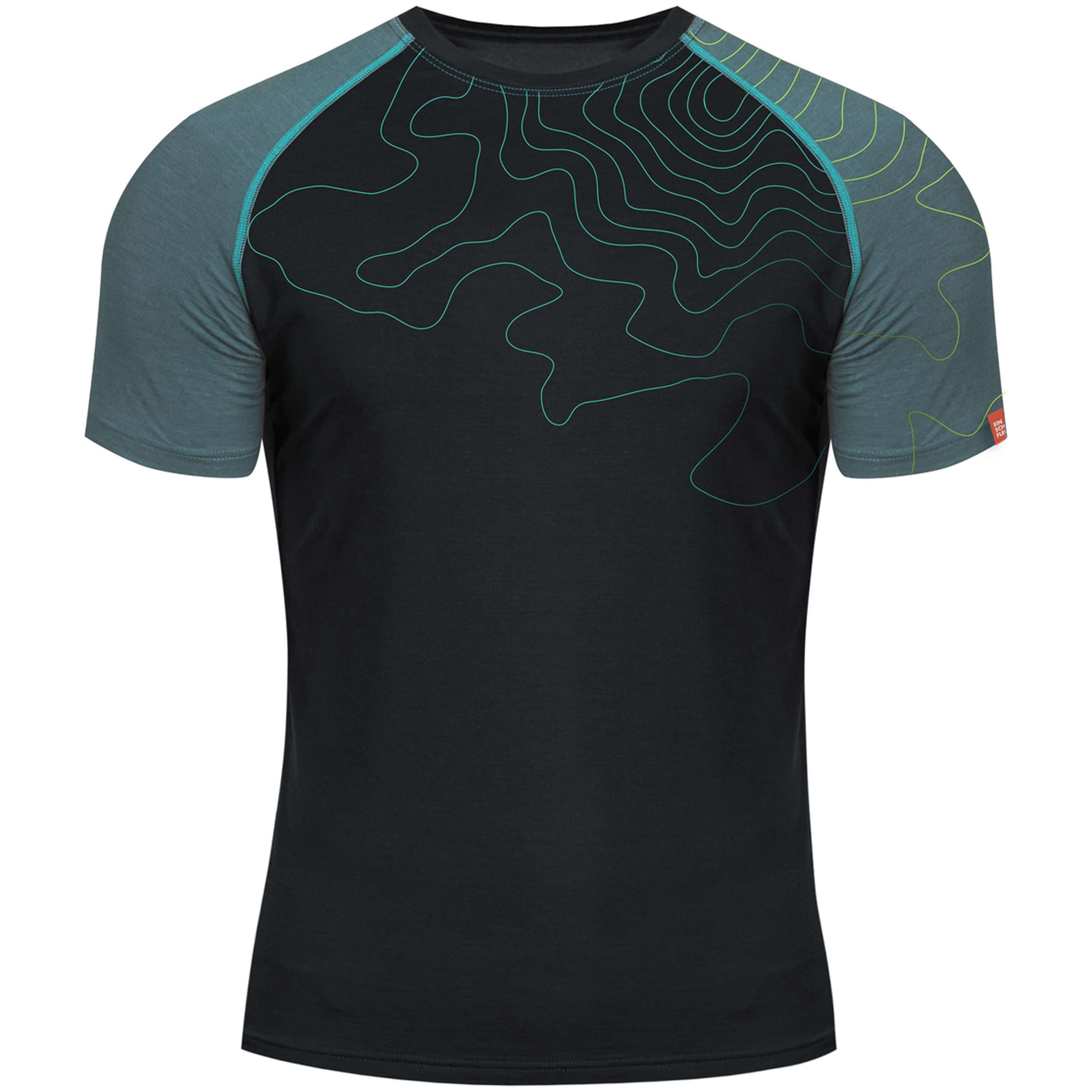 Ein schöner Fleck Erde Innergebirg Herren Kurzarm Unterhemden schwarz Größe M Trekking Elastisch Merinowolle | Lyocell (Tencel)