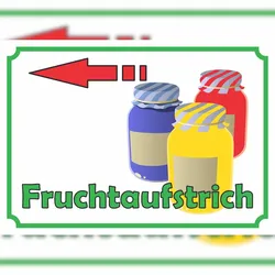 HB-Druck Fruchtaufstrich Marmelade Verkaufsschild Pfeil links  Hofladen Verkaufsförderung A0 (841x1189mm)
