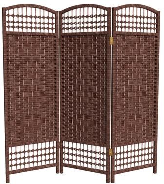 Red Lantern 4 ft. Short Fiber Weave Folding Screen