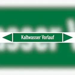 Rohrleitungskennzeichen Kaltwasser Vorlauf - 270x37 mm Folie selbstklebend