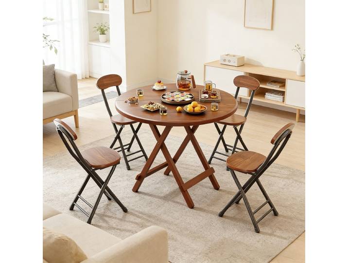 Table à manger pliante robuste, petite table de cuisine ronde, aucun assemblage requis, bureau stable pour salle d'étude, mobilier de bureau à domicile