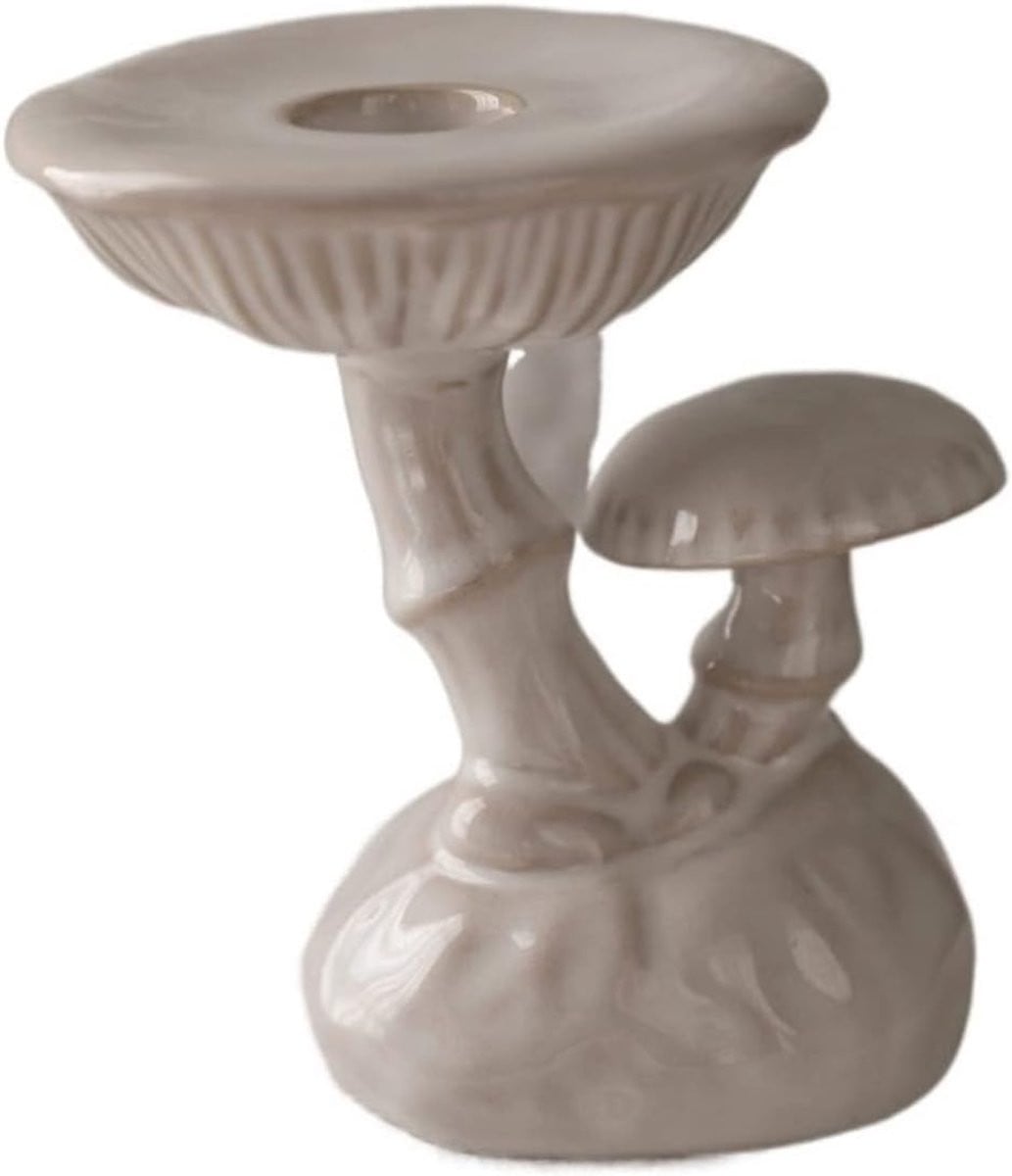 Witte keramische kandelaar met paddestoelvorm design voor adults