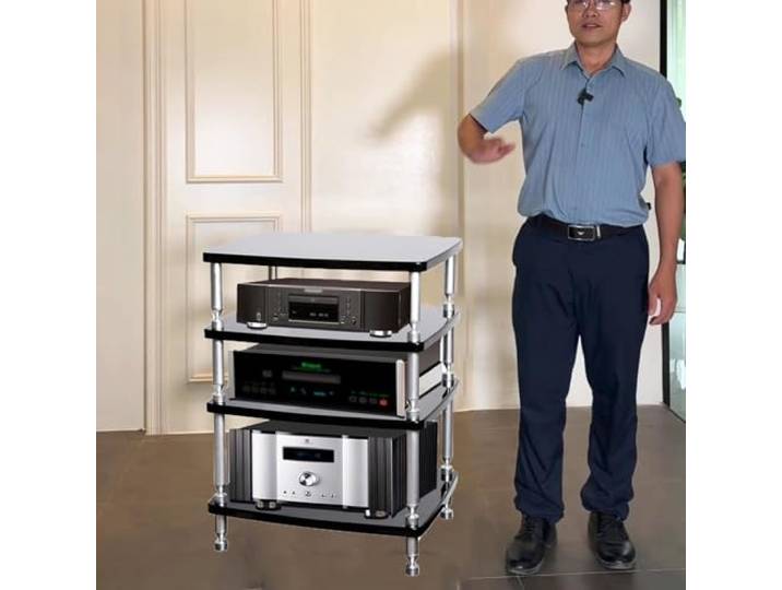 ZGNMK Stereo-Ständer, Plattenspieler-Konsole, Schrank, Eckregal, Entertainment-Center mit Regalen, AV-Medienständer, Audio-Tower, Medienregal, audiovisuelles Regal(59x49x83cm)