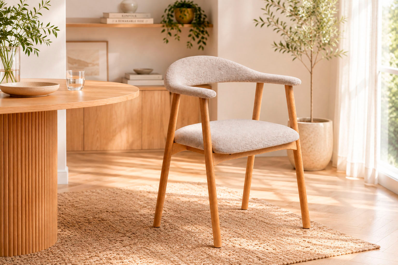 Esszimmerstuhl ACTONA GROUP "Addi, Stuhl, 2er-Set, gepolstert, Moderner Stil, Gestell aus Eiche", grau (, eiche, eiche, beige), B:56cm H:75,5cm T:54cm, 96% Polyester, 4% Acryl, Stühle, Esszimmerstuhl, 2er-Set, gepolstert, Bezug in verschiedenen Farben erh
