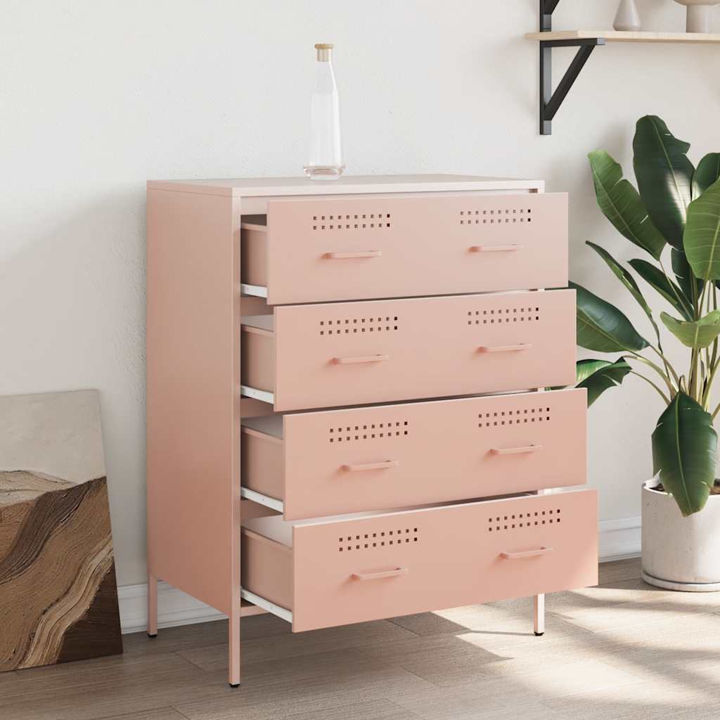 vidaXL Buffet rose 68x39x89 cm acier