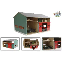 KidsGlobe Werkstatt mit Lagerraum 1:32 Dach aufklappbar Tore beweglich, 41x54x32