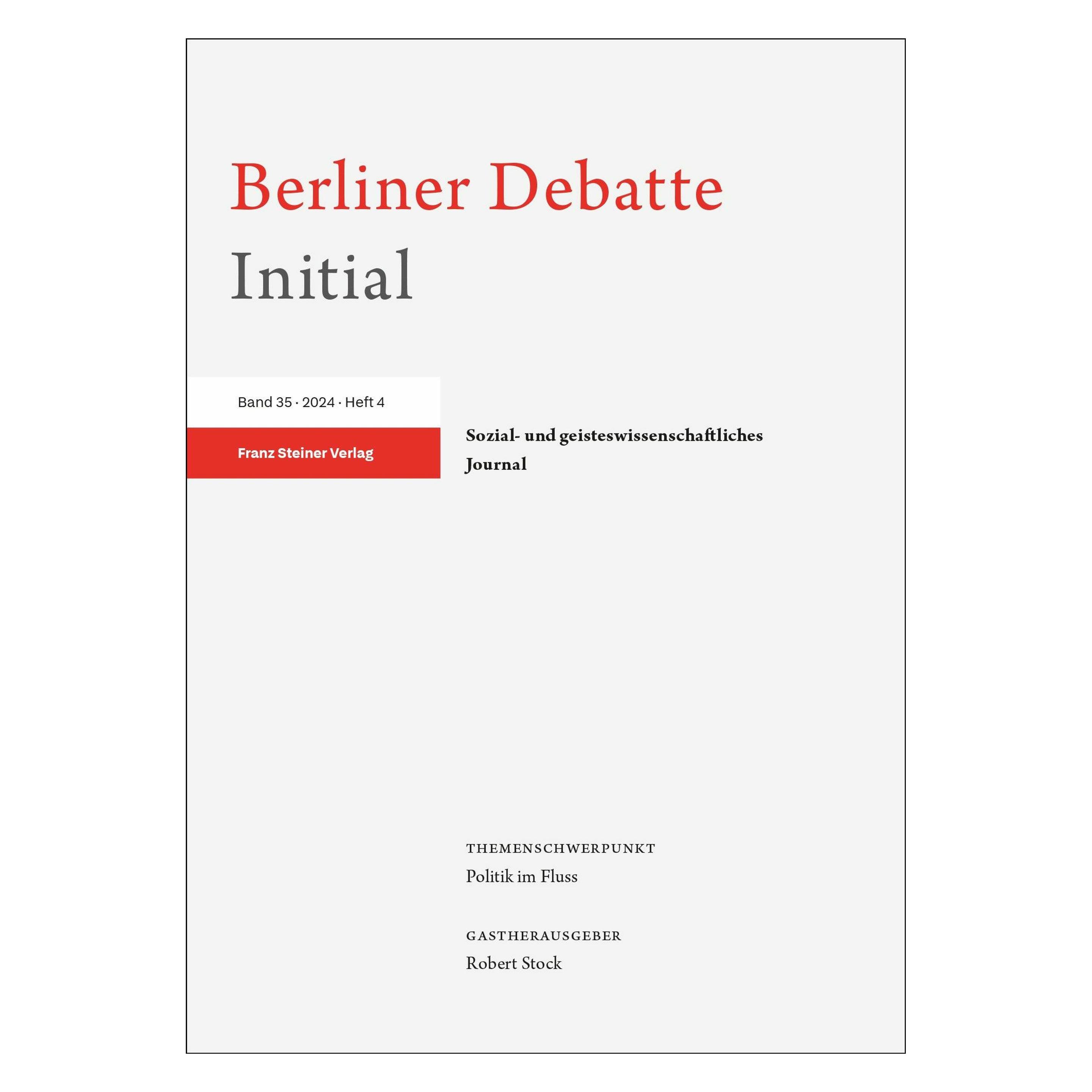 Franz Steiner Verlag Berliner Debatte Initial 35 (2024) 4 (Deutsch, Berliner Debatte Initial e. V., 2025) (58899695)