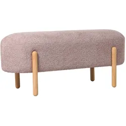 Bank Dayla aus Boucle-Stoff, modern skandinavisch, altrosa, gepolstert, Gestell Kautschukholz