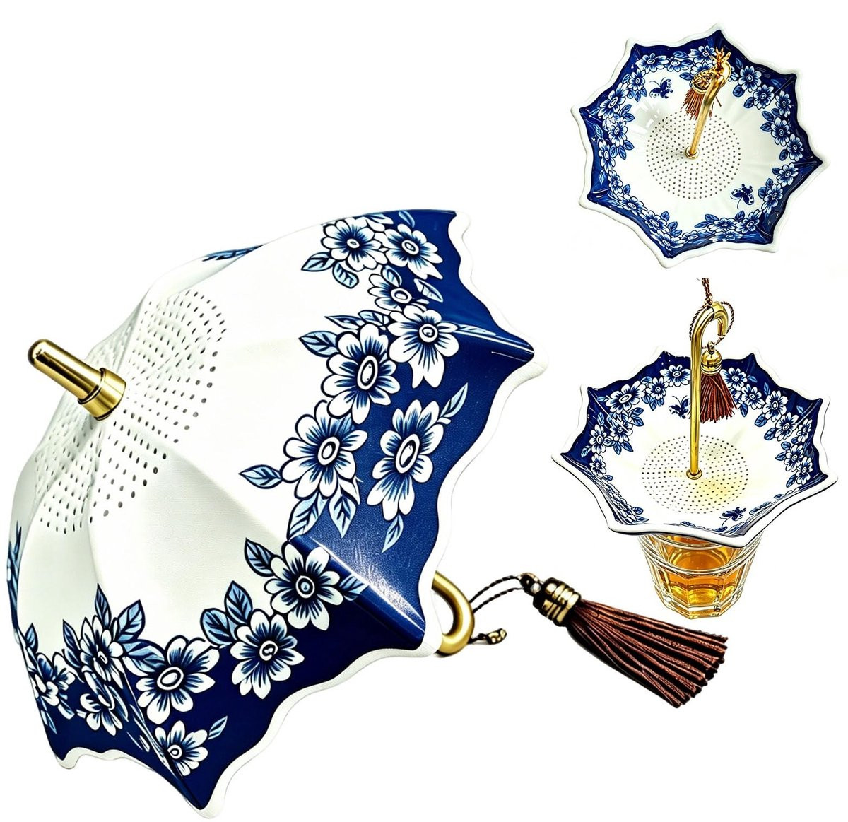 Omgoods Decoratieve Keramische Paraplu Theezeef voor Losse Thee