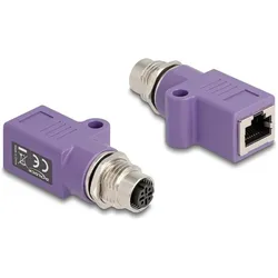 Delock M12 Adapter D-kodiert 4 Pin Buchse zu RJ45 Buchse Cat (RJ45), Netzwerk Adapter, Violett