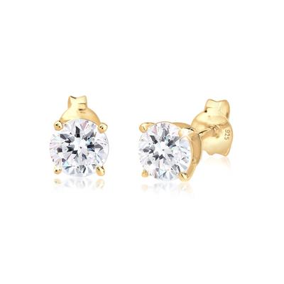Paar Ohrstecker ELLI "Ohrringe Basic Kristalle 925 Silber vergoldet", gold, Ohrringe, Damen, mit Stein, Silber 925 (Sterlingsilber)