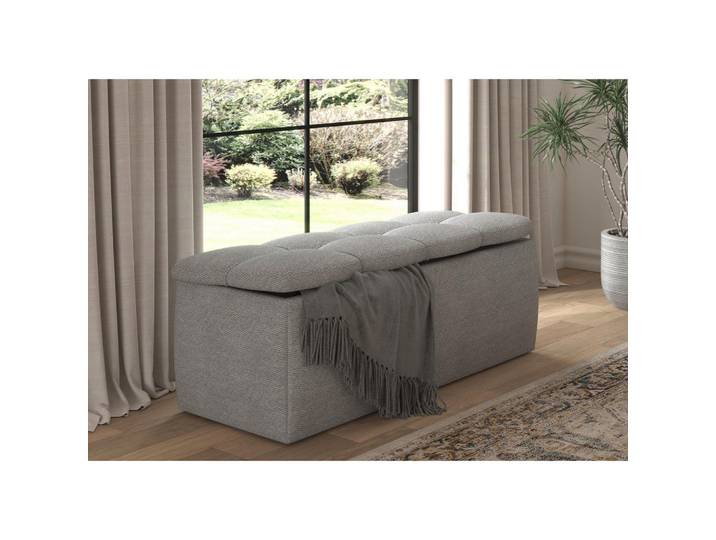 Chameo Bettbank, Grau, Kunststoff, 2-Sitzer, 141x50x40 cm, Stoffauswahl, Truhe im Sitz, Wohnzimmer, Hocker, Sitzhocker