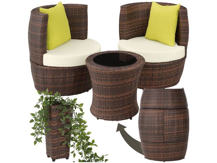 Aluminium Rattan Sitzgruppe Nizza 2+1+1 - schwarz/braun