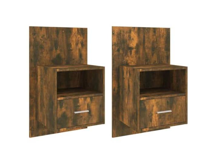 Fisinber Wand-Nachttisch 2er Set Räuchereiche Schwebender Nachttisch 80 cm Platzsparende Wandmontage für das Schlafzimmer in edler Räuchereiche-Optik aus pflegeleichtem Holzwerkstoff im 2er-Set.