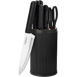 Cheffinger 7-teiliges Messer-Set mit Block und Schere, Messerblock, Mehrfarbig