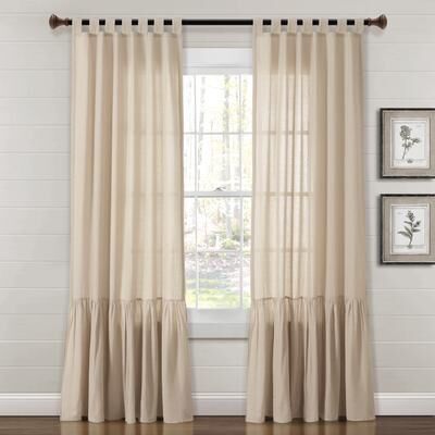 "Lush Decor Farmhouse Faux Linen Tab Top Window Curtain Panel (Single Panel) - 84"" x 40"" - 84"" x 40"""