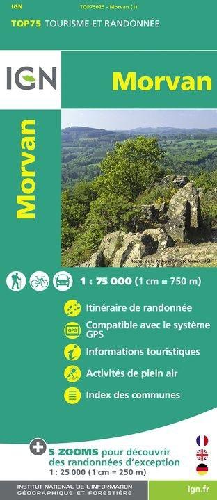 Carte TOP 75 n° 25 - Morvan   IGN
