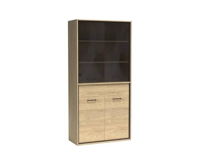 Lomadox Vitrinenschrank Vitrine Highboard Sideboard Kommode Aufbewahrungsschrank Wohnzimmer Schrank in Eiche