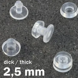 100 Druckösen aus Kunststoff, dicke Ausführung, 2,5 mm Füllhöhe, transparent, PP