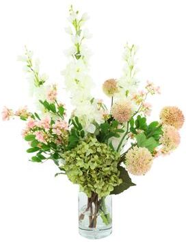 Creative Labs Hydrangea and Delphinium Arrangement in Glass Vase