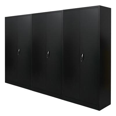 PROREGAL Mega Deal 3x Flügeltürenschrank ELEPHANT fertig aufgebaut, HxBxT 185x90x40cm, 4 Fachböden, Schwarz, Metallschrank abschließbar Büroschrank