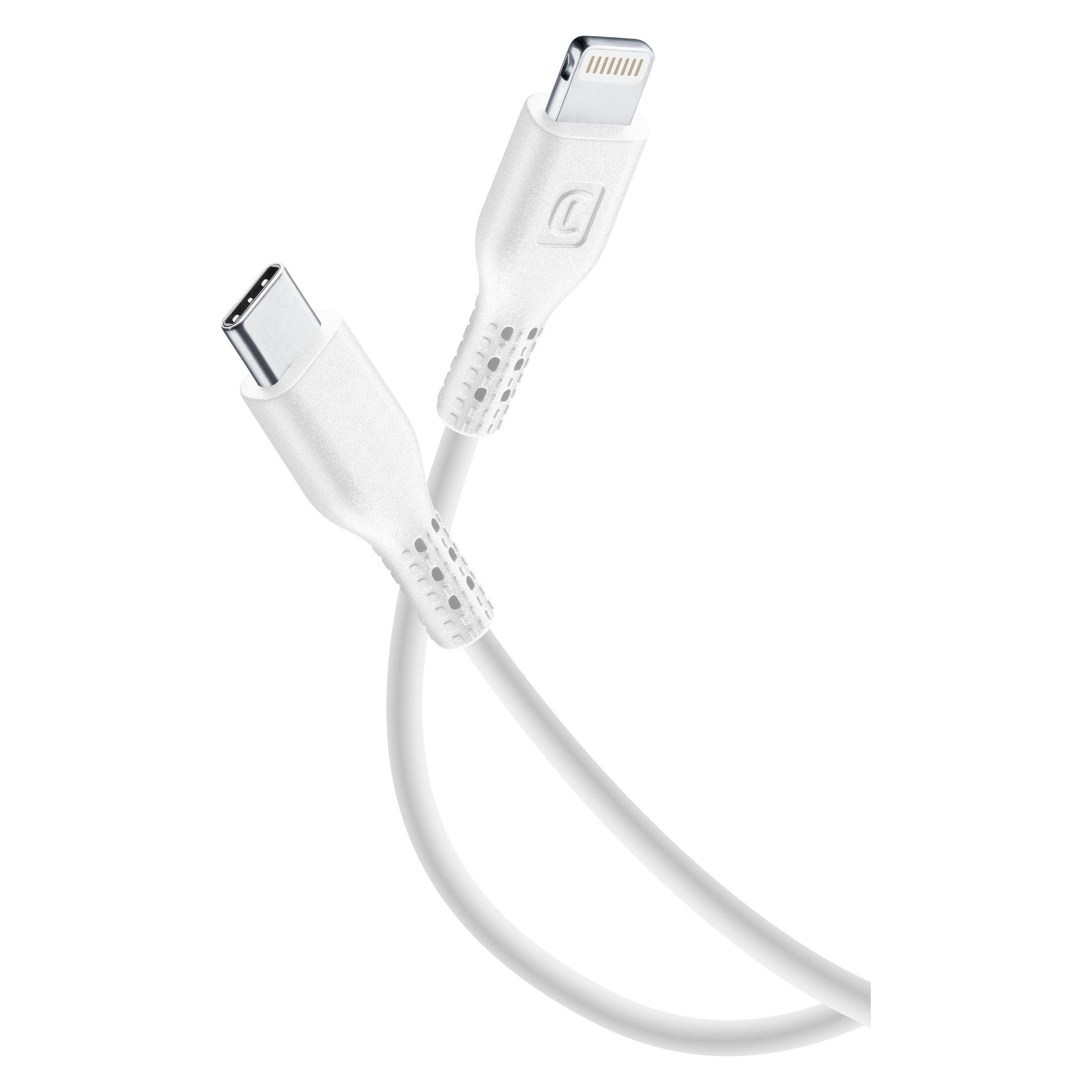 Cellularline Power Cable 60cm - USB-C to Lightning (0.60 m, USB 3.2 Gen 1, 30 W) (USBDATAC2LMFI60CMW)