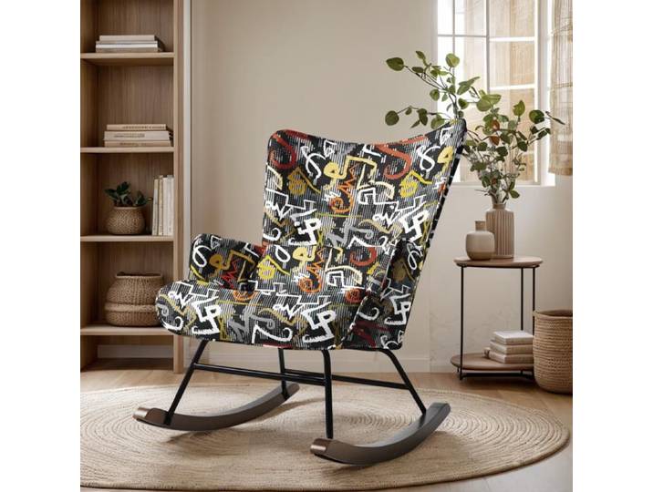 Fauteuil à bascule urbain -HOMEMiYN - Impressions graffiti de symboles multicolores