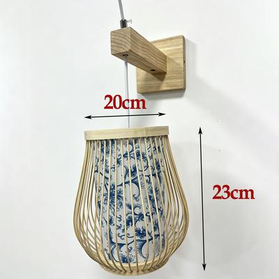 Friendly Fresh Finds Japanese Bamboo Wall Lamp Handwoven Rattan Wall Light Rustic Farmhouse Bedroom Wall Sconce a