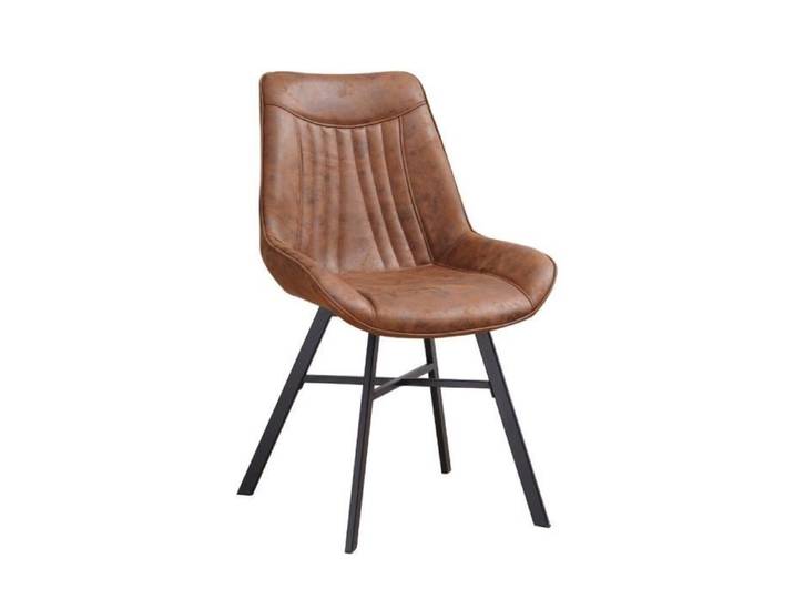 Jada Chaise Salle A Manger Industrielle Eco-Cuir Cognac