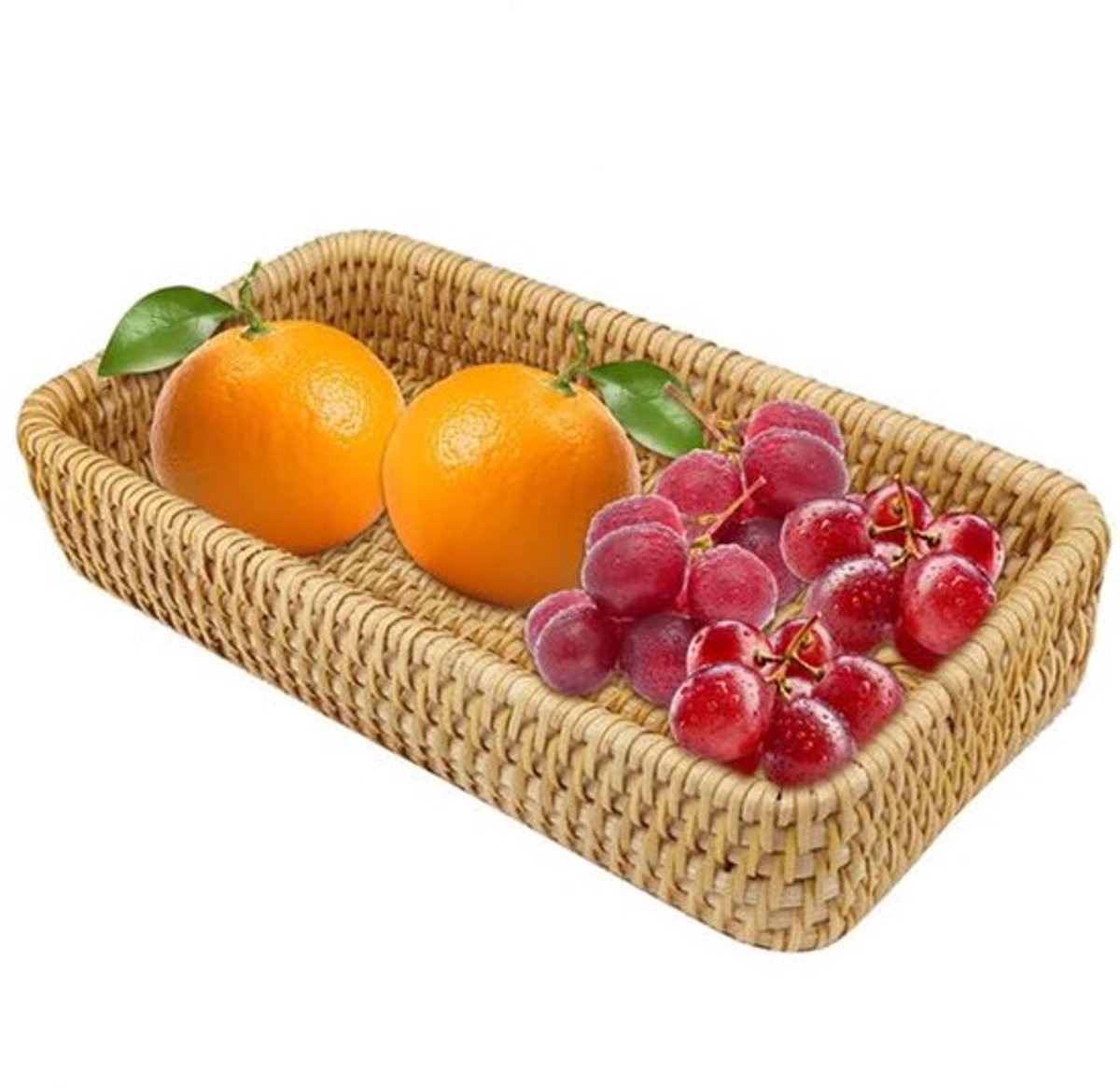 Rotan Dienblad Klein - Handgeweven Rieten Decoratief Tafelblad met Organisatiefunctie