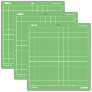 LOKLiK Schneidematte Cutting Mat, Standard Grip, 3 Stück, grün, 30,5 x 30,5cm, mit Rakel, für Plotter