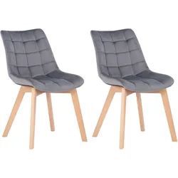CLP 2er Set Esszimmerstühle Passaic Samt   Farbe: grau