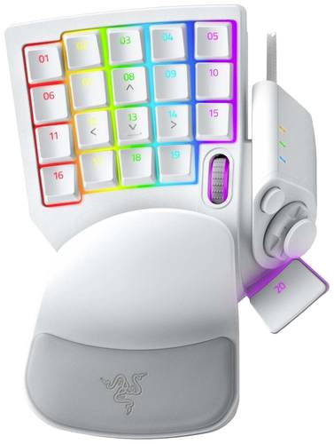 RAZER Tartarus Pro Mercury USB Gaming-Tastatur Deutsch, QWERTZ Weiß Beleuchtet, Ergonomisch, Handballenauflage