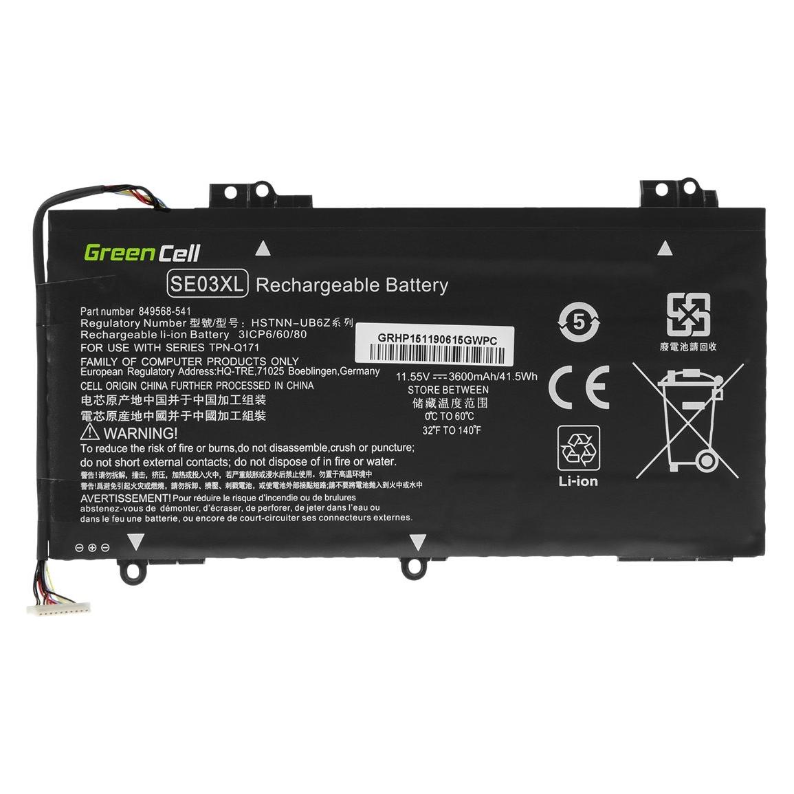 GreenCell Laptop Battery SE03XL for HP HP Pavilion 14-AL 14-AV - 11.55V - 3400mAh (3 Zellen, 3400 mAh) (HP151)