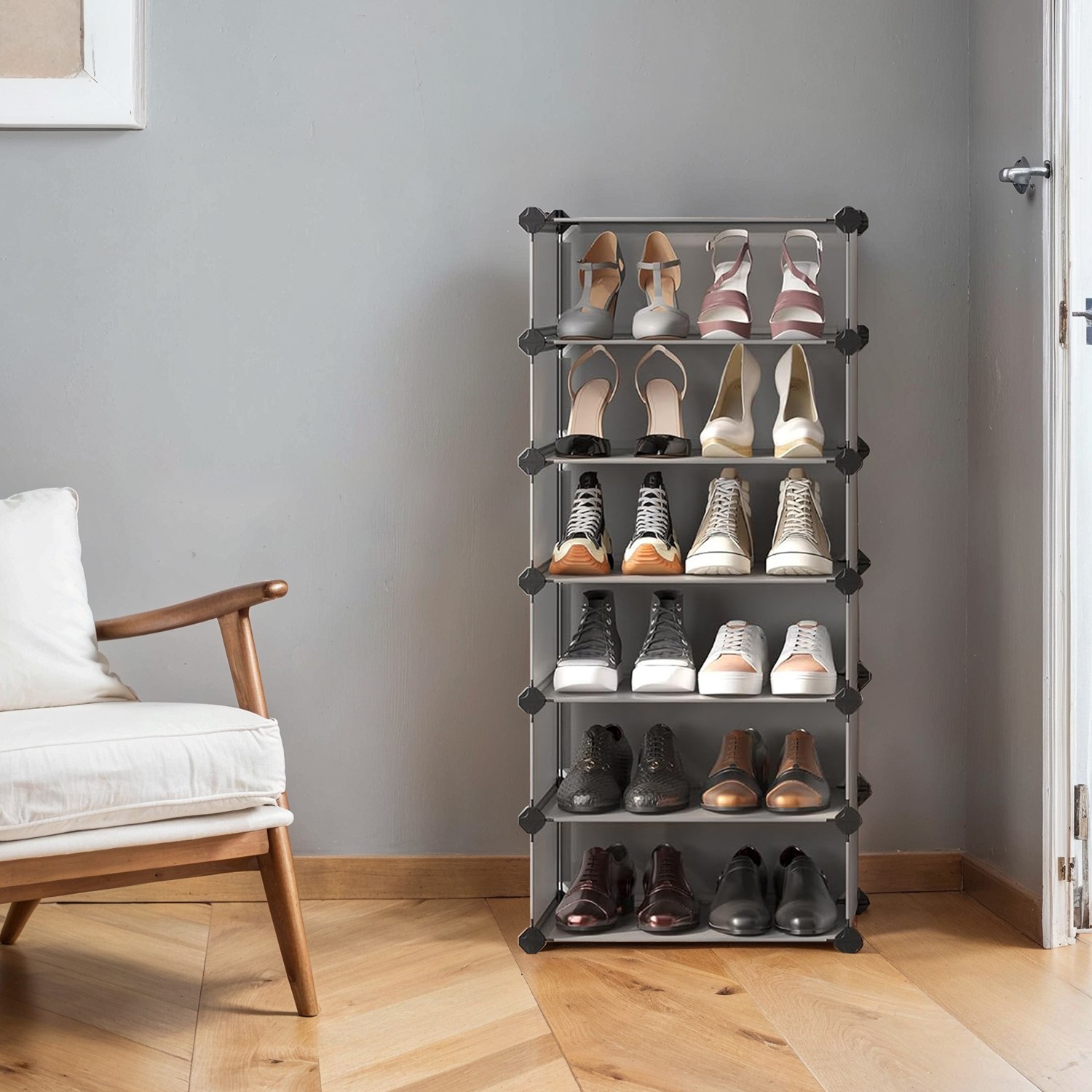 SONGMICS Schuhregal mit 10 Ebenen, Steckregal, Regalsystem LPCB35010G01