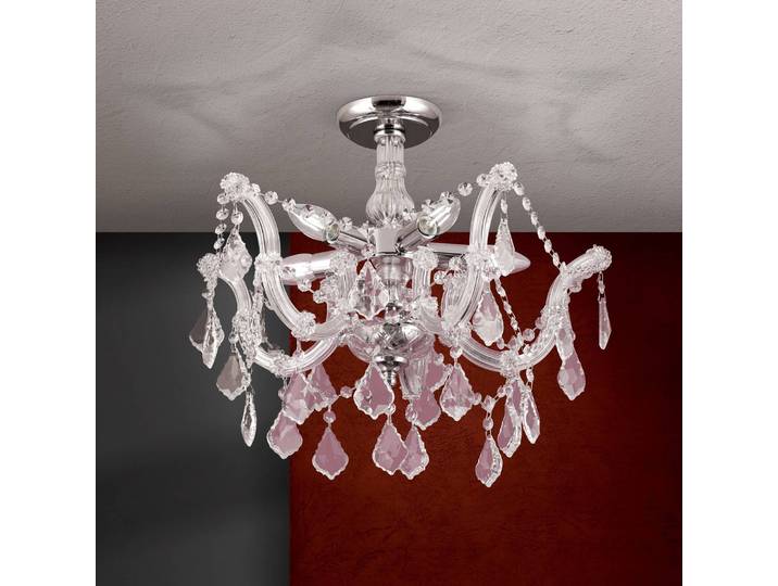 ORION Kristall Deckenlampe CAROLINE, dimmbar, klar / transparent, für Wohn- / Esszimmer, Metall, Deckenlampe