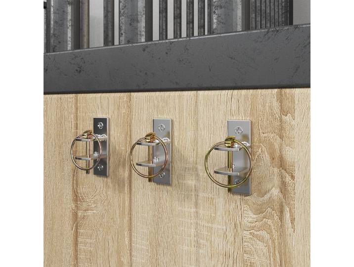 vidaXL Eimerhaken 3 Stk. Wandmontage Silbern und Braun Stahl
